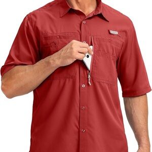 Gradual Men's Casual Red Button Down Shirt